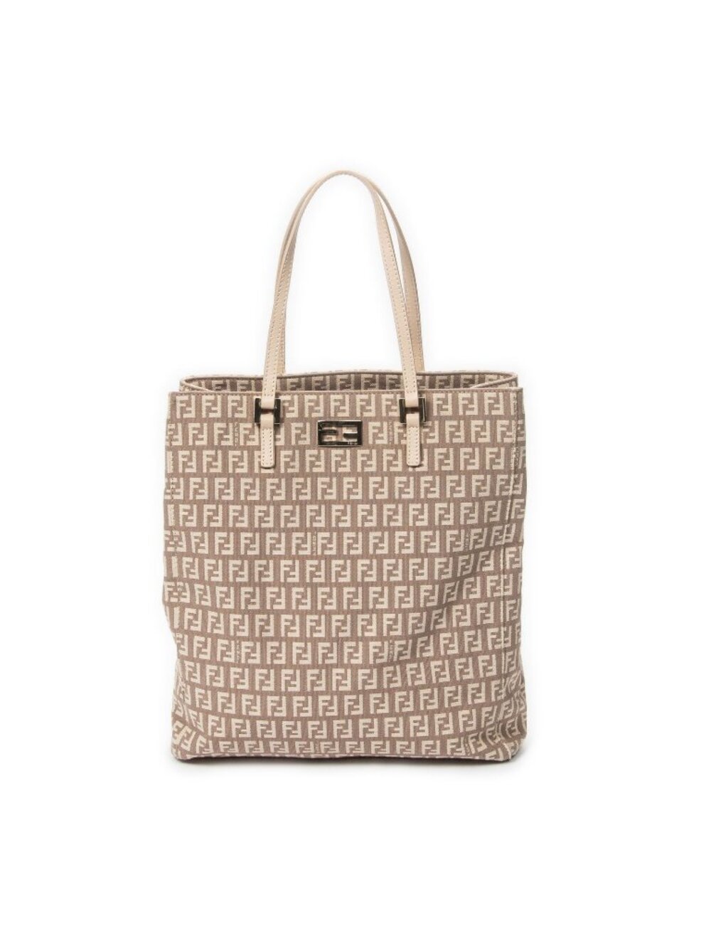 Fendi Vertical FF Slim Handle Tote Bag Pink Light Zucchino Canvas